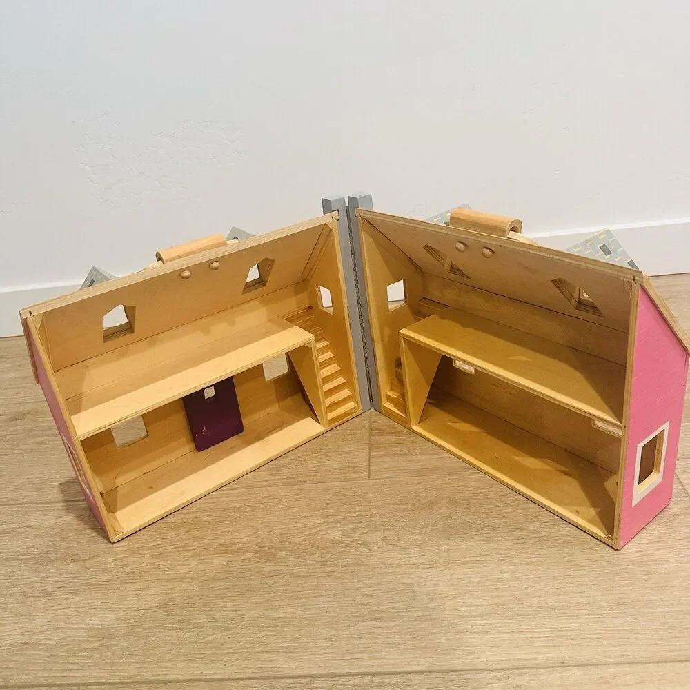 Melissa & Doug Fold Go Wooden Dollhouse Furniture Accessories Pink Wooden 3701